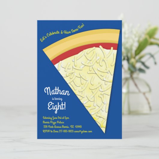 Pizza Party Cheese Pizza Slice Kaart (Staand voorkant)