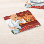 Pizza Party Chef Papier Onderzetter - SRF (Schuin)