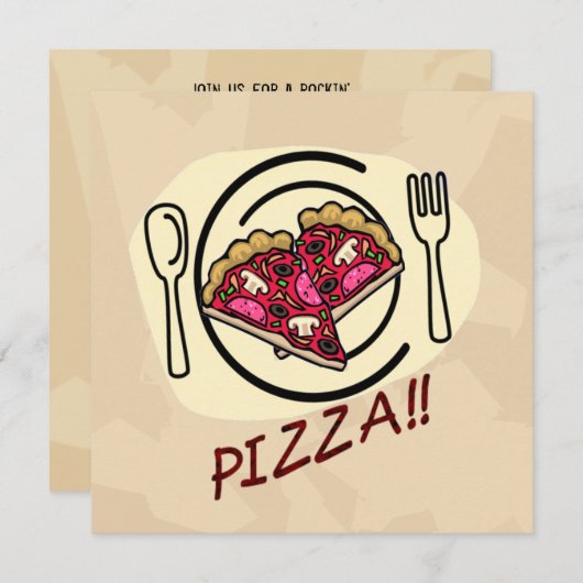 Pizza Party Child's Birthday Invitation Kaart (Voorkant / Achterkant)