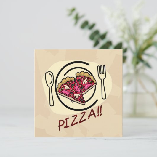 Pizza Party Child's Birthday Invitation Kaart (Staand voorkant)