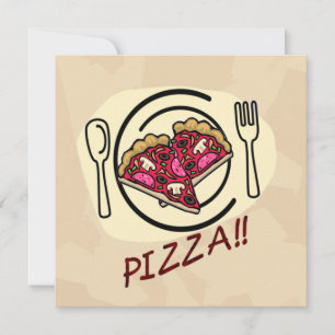 Pizza Party Child's Birthday Invitation Kaart