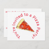 Pizza Party Child's Birthday Invitation Uitnodiging Briefkaart (Voorkant / Achterkant)