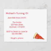 Pizza Party Child's Birthday Invitation Uitnodiging Briefkaart (Achterkant)