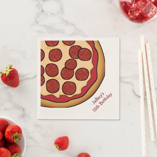 Pizza Party Custom Paper Napkins Servet (Insitu)