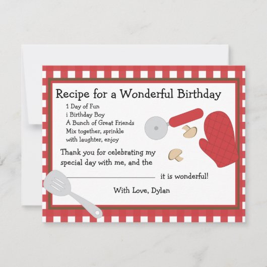 Pizza Party Dank je wel Bedankkaart (Voorkant)