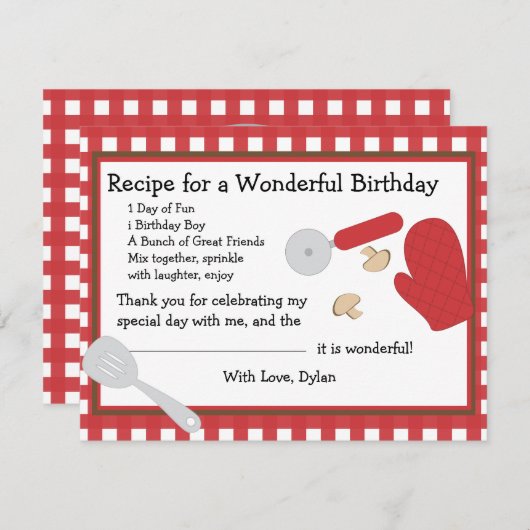 Pizza Party Dank je wel Bedankkaart (Voorkant / Achterkant)