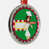 Pizza Party Decoration Metalen Ornament (Rechts)