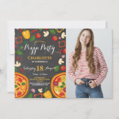 Pizza Party Dinner Verjaardagsfeest Foto uitnodige Kaart (Voorkant)