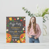 Pizza Party Dinner Verjaardagsfeest Foto uitnodige Kaart (Staand voorkant)