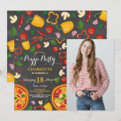 Pizza Party Dinner Verjaardagsfeest Foto uitnodige Kaart (Voorkant / Achterkant)