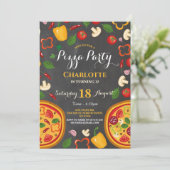 Pizza Party Dinner Verjaardagsfeestje Uitnodigen Kaart (Staand voorkant)