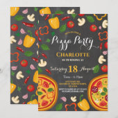 Pizza Party Dinner Verjaardagsfeestje Uitnodigen Kaart (Voorkant / Achterkant)