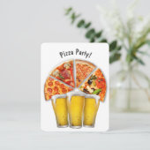 Pizza Party en Bier Uitnodiging (Staand voorkant)