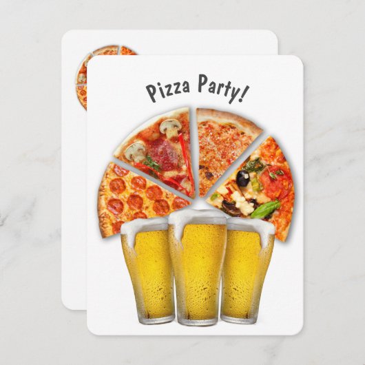 Pizza Party en Bier Uitnodiging (Voorkant / Achterkant)