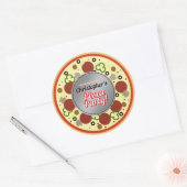 Pizza Party Favoriet Dank u Stickers (Envelop)