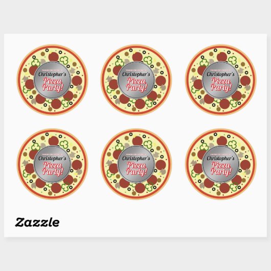 Pizza Party Favoriet Dank u Stickers (Vel)