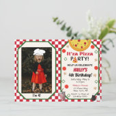 Pizza Party Foto uitnodiging (Staand voorkant)