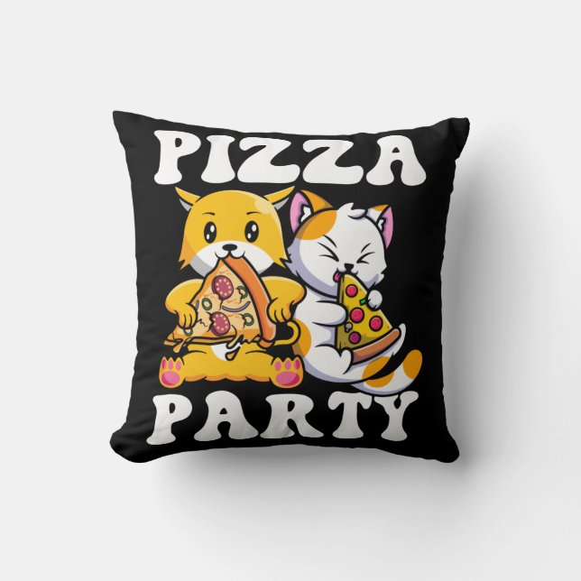 Pizza Party Funny Cat Lover Kussen (Voorkant)