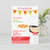 Pizza Party Girl-uitnodigingen Kaart (Staand voorkant)