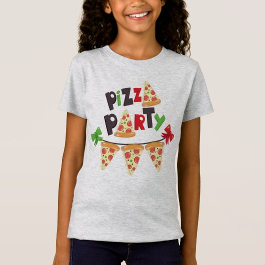 Pizza Party Girls' Fine Jersey T-Shirt (Voorkant)