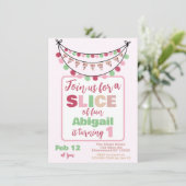 Pizza Party Girls First Birthday Kaart (Staand voorkant)