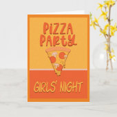 Pizza Party Girls Night Invitation Kaart (Gele Bloem)