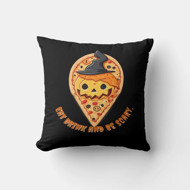 Pizza Party Halloween Pumpkin Witch Hat Essential Kussen (Voorkant)