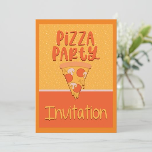 Pizza Party Invitation Aankondiging (Staand voorkant)