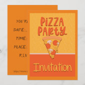 Pizza Party Invitation Aankondiging (Voorkant / Achterkant)