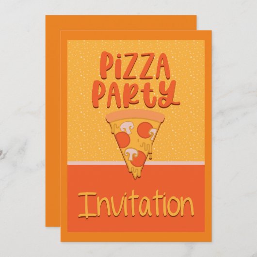 Pizza Party Invitation Aankondiging (Voorkant / Achterkant)