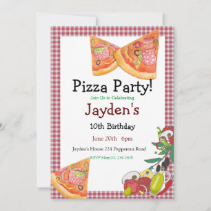 Pizza Party Invitation, Editable Pizza Invite, 5x7 Kaart