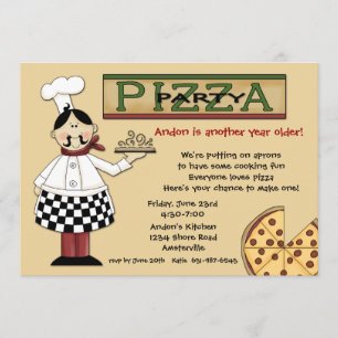 Pizza Party Invitation Kaart