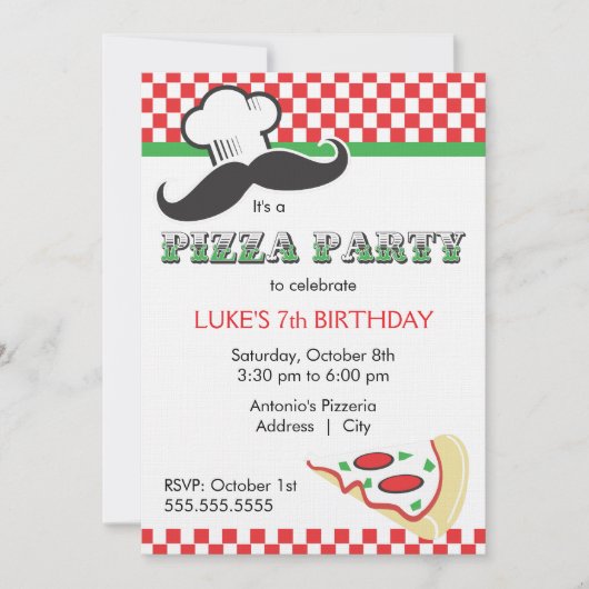 Pizza Party Invitation Kaart (Voorkant)