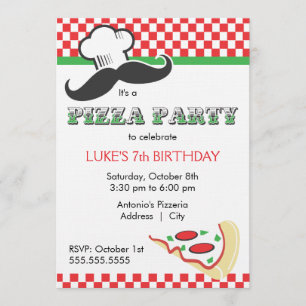 Pizza Party Invitation Kaart