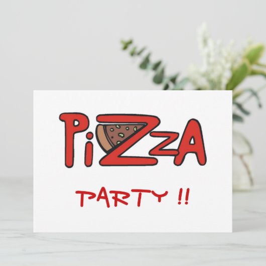 Pizza Party Invitation Kaart (Staand voorkant)