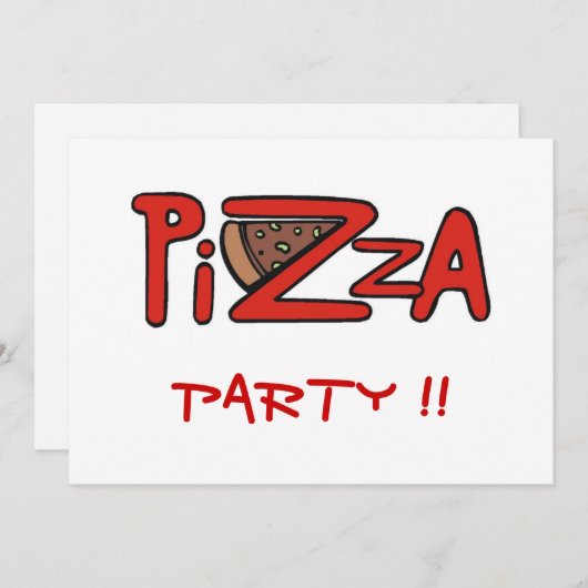 Pizza Party Invitation Kaart (Voorkant / Achterkant)