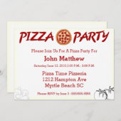 Pizza Party Invitation Kaart (Voorkant / Achterkant)