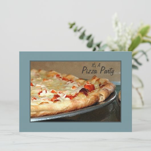 Pizza Party Invitation Kaart (Staand voorkant)