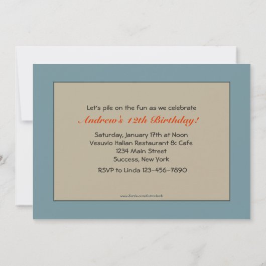 Pizza Party Invitation Kaart (Achterkant)