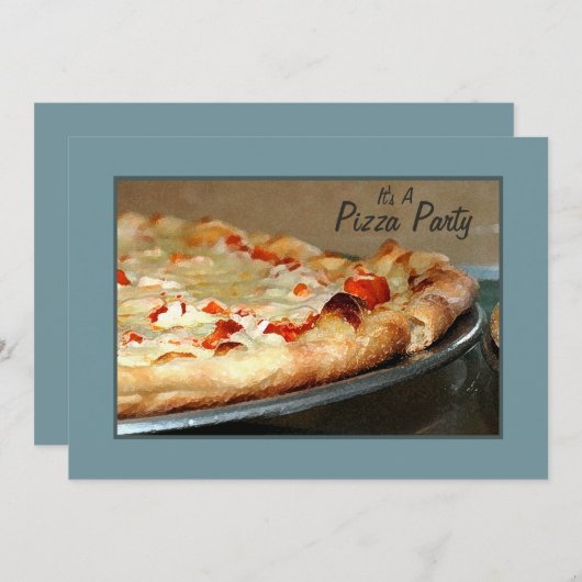 Pizza Party Invitation Kaart (Voorkant / Achterkant)