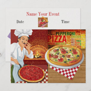 Pizza Party Invitation Kaart