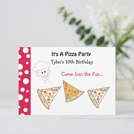Pizza Party Invitation Kaart (Staand voorkant)