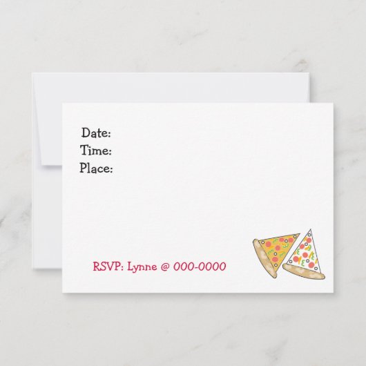 Pizza Party Invitation Kaart (Achterkant)