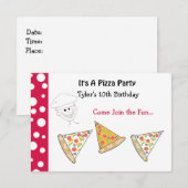 Pizza Party Invitation Kaart (Voorkant / Achterkant)