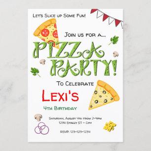 Pizza Party Invitation Kaart