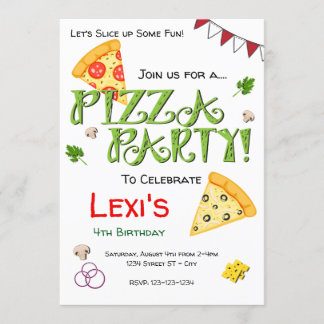 Pizza Party Invitation Kaart