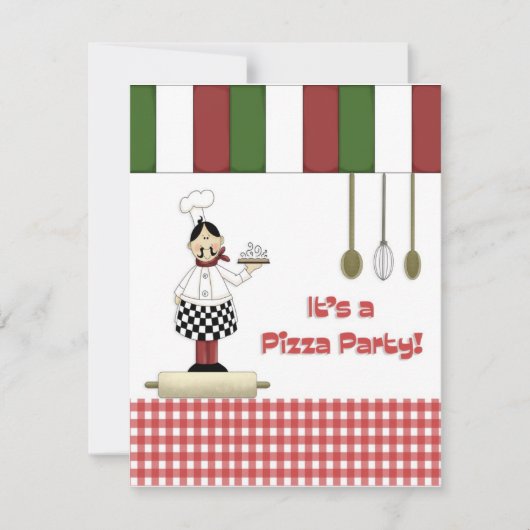 Pizza Party Invitation Kaart (Voorkant)