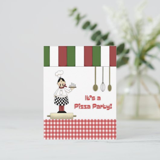 Pizza Party Invitation Kaart (Staand voorkant)