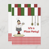 Pizza Party Invitation Kaart (Voorkant / Achterkant)