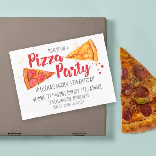 Pizza Party Invitation Kaart